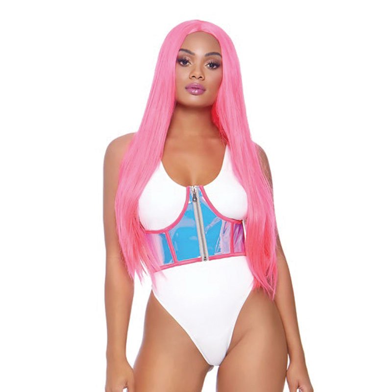Holographic Zip Front Under Bust Cincher/Corset