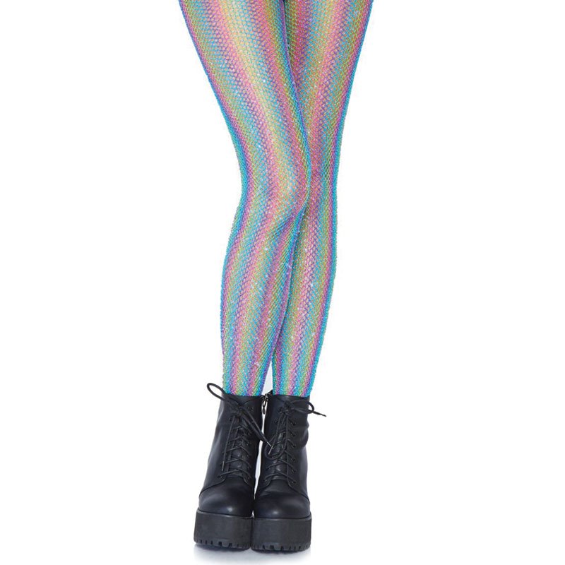 Rainbow Shimmer Fishnet Tights