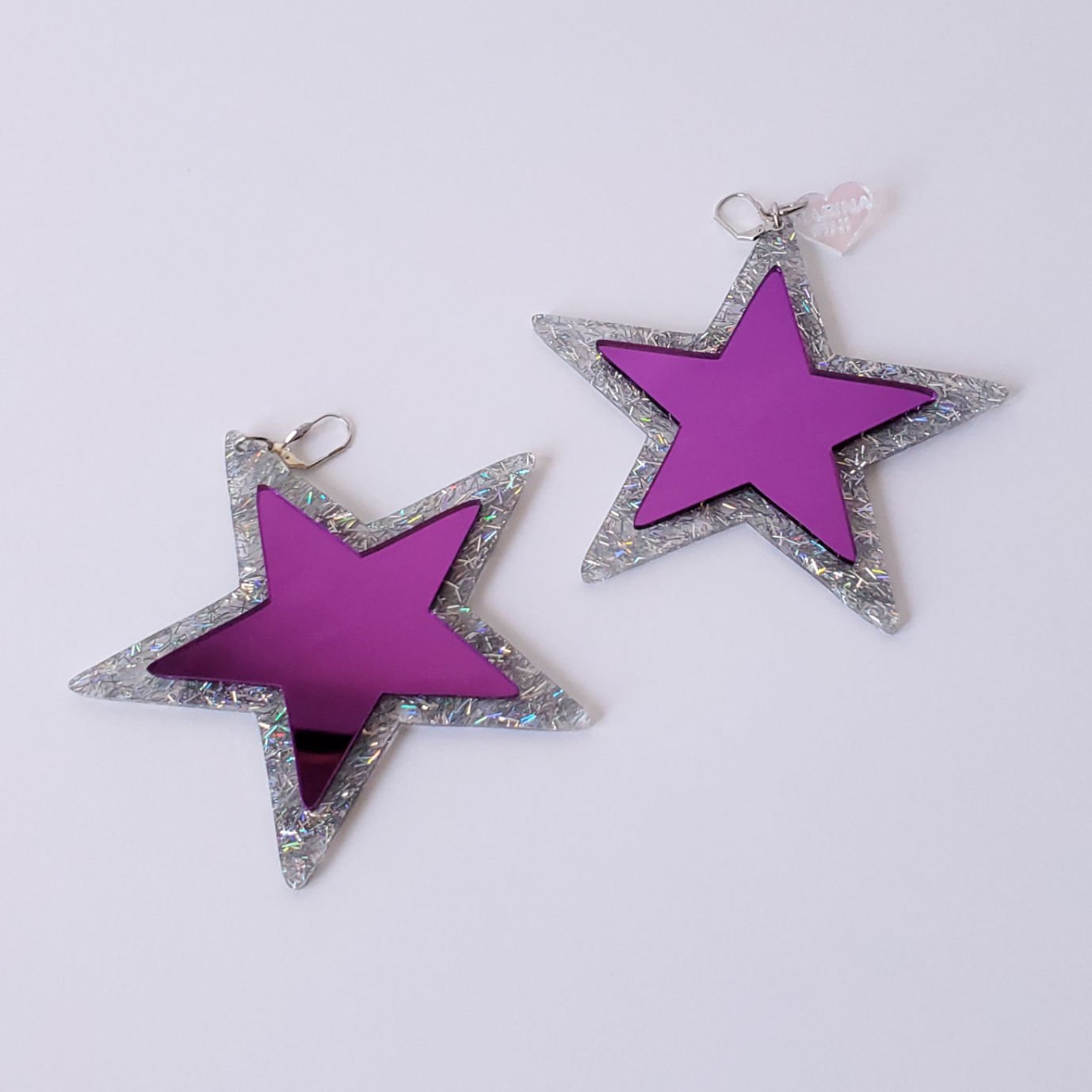 Star Earrings in Silver Glitter