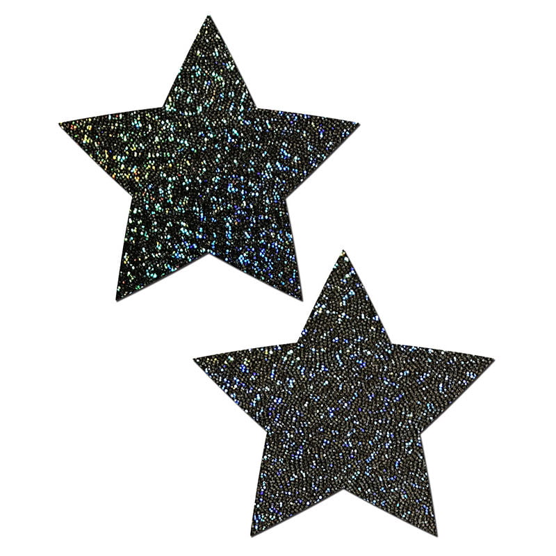 Black Glitter Star Nipple Pasties