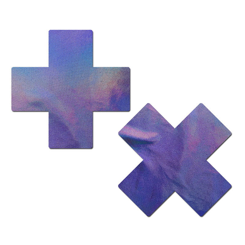 Holographic Lavender Cross Nipple Pasties