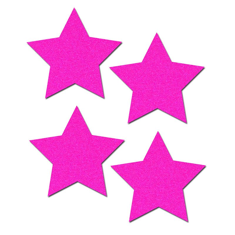 Minis: Two-Pair of Small Neon Pink Star Nipple Pasties