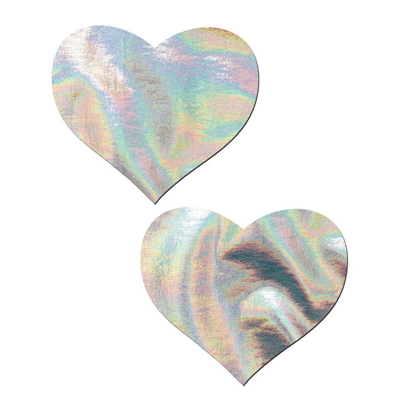 Silver Holographic Heart Nipple Pasties
