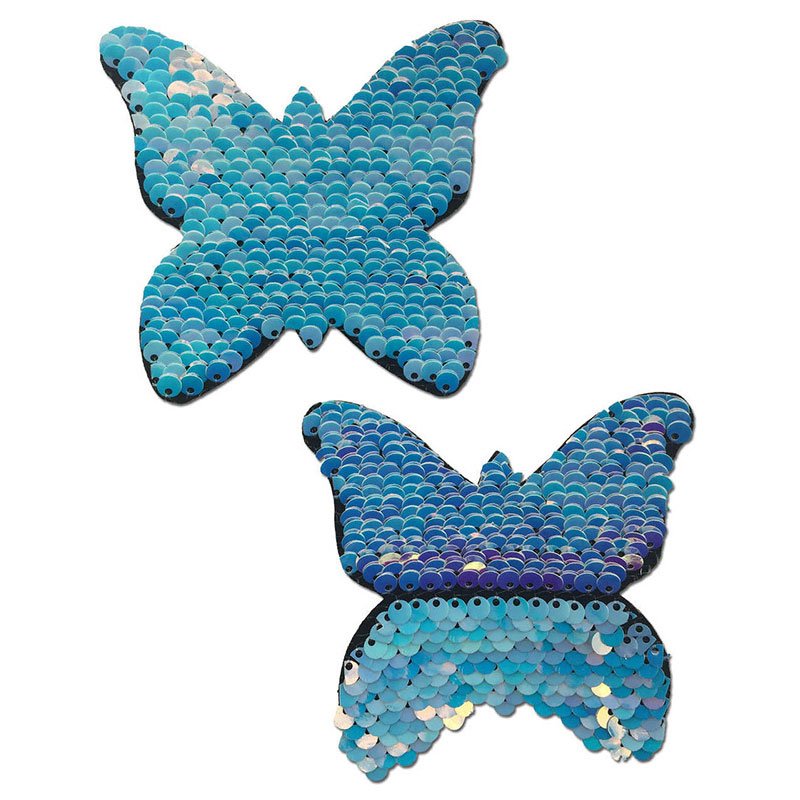 Unicorn Blue Pink Flip Sequin Butterfly Nipple Pasties