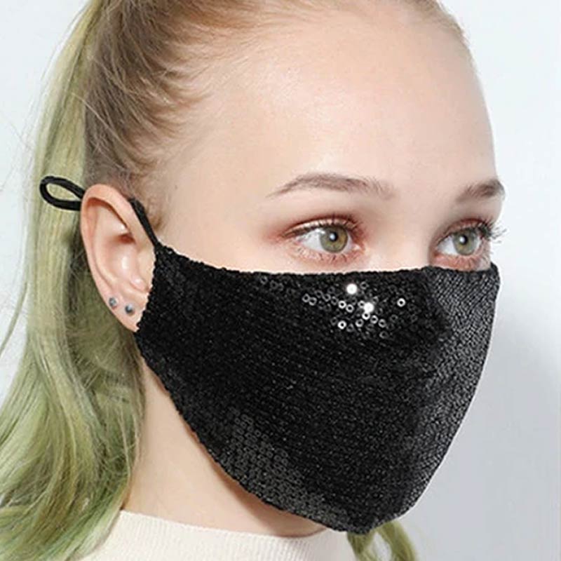 black sequin mask
