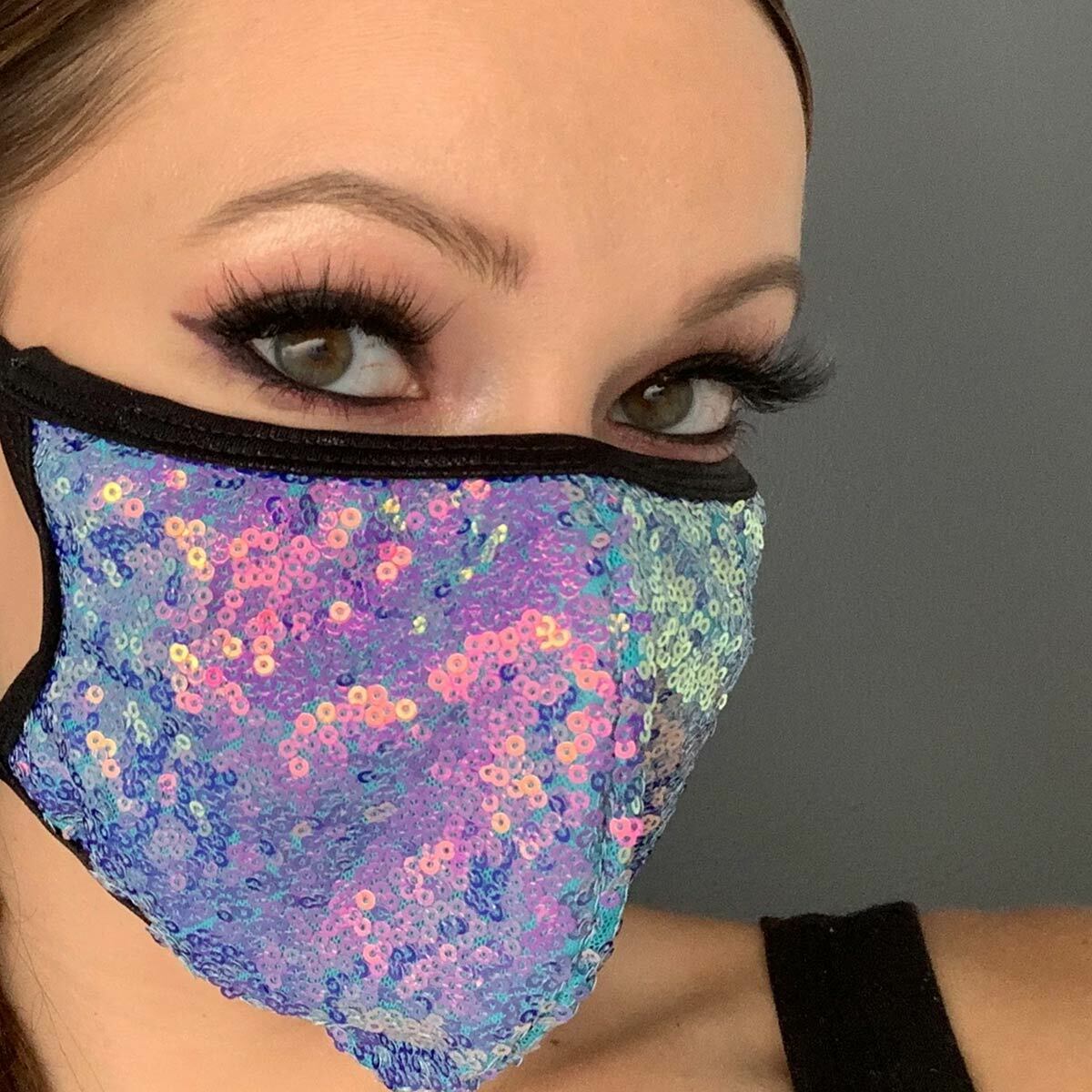 Jade Blue Sequin Face Mask