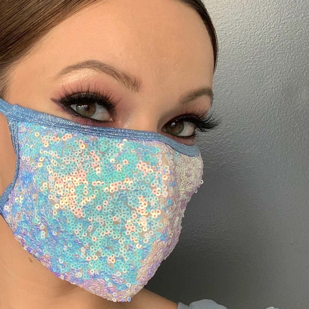 Baby Blue Sequin Face Mask