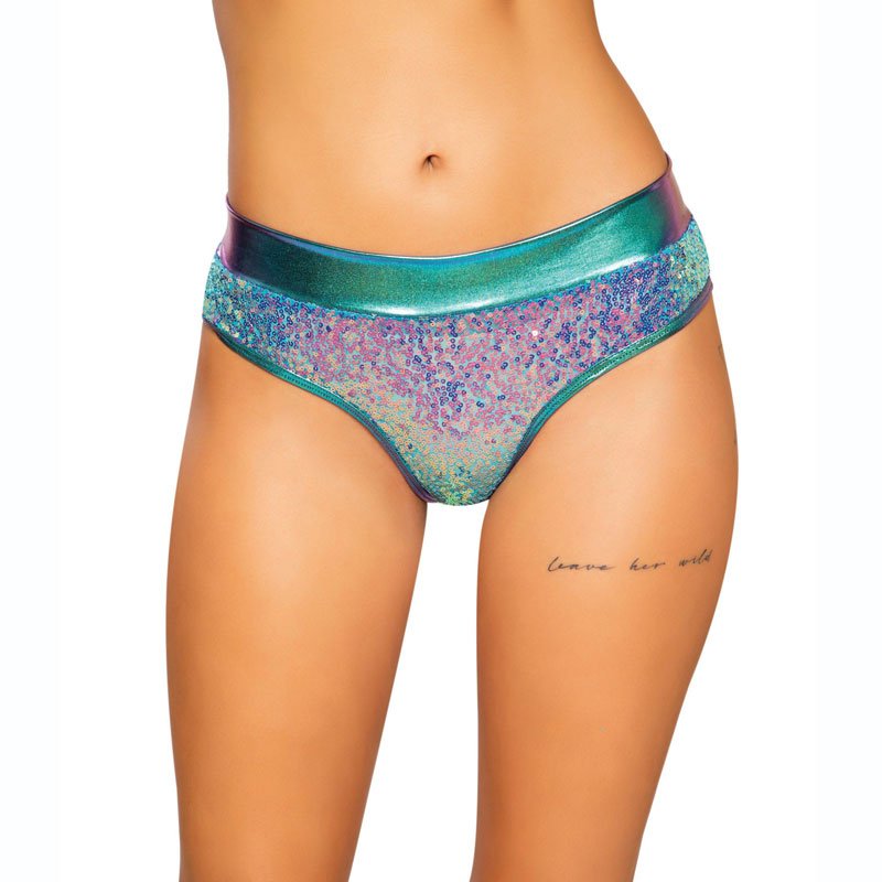 Jade Blue Shimmer Booty Shorts