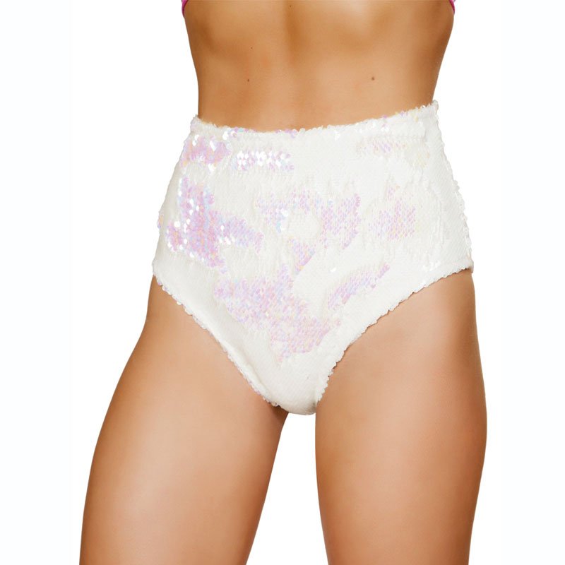 2-Tone Flip Sequin White Rave Shorts